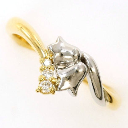 Dior Pt900 18K Yellow Gold Ring Size 8.5 Diamond Total Weight Approx 3.1g