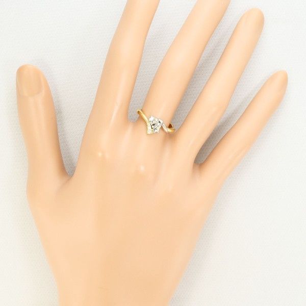 Dior Pt900 18K Yellow Gold Ring Size 8.5 Diamond Total Weight Approx 3.1g