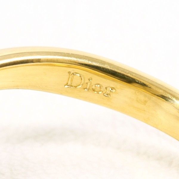 Dior Pt900 18K Yellow Gold Ring Size 8.5 Diamond Total Weight Approx 3.1g