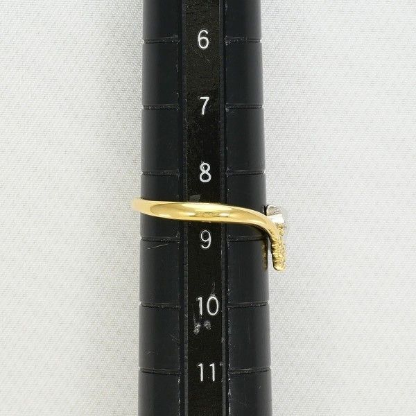 Dior Pt900 18K Yellow Gold Ring Size 8.5 Diamond Total Weight Approx 3.1g