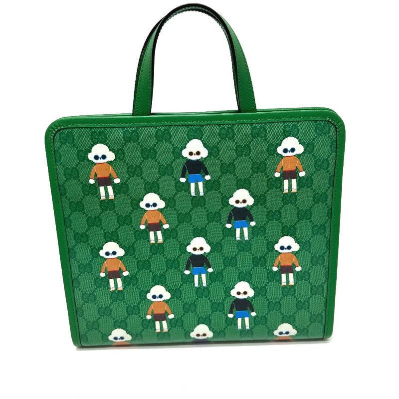 Gucci Tote Bag Children GG Poodle 605614 PVC Leather Green