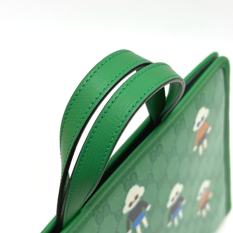 Gucci Tote Bag Children GG Poodle 605614 PVC Leather Green