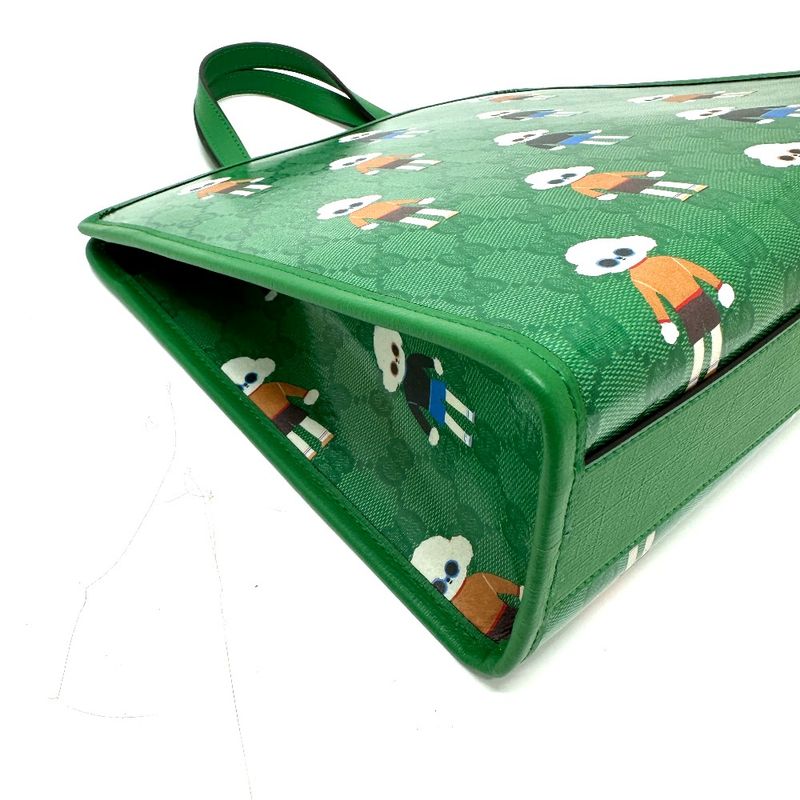 Gucci Tote Bag Children GG Poodle 605614 PVC Leather Green