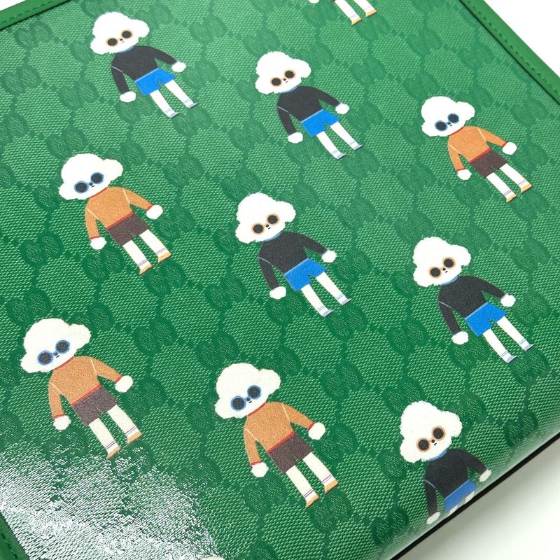 Gucci Tote Bag Children GG Poodle 605614 PVC Leather Green