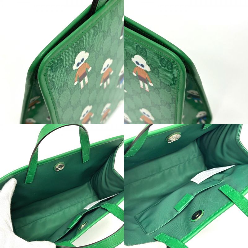 Gucci Tote Bag Children GG Poodle 605614 PVC Leather Green