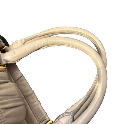Prada Handbag Shoulder 2WAY Snap Button Closure Beige