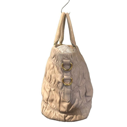 Prada Handbag Shoulder 2WAY Snap Button Closure Beige