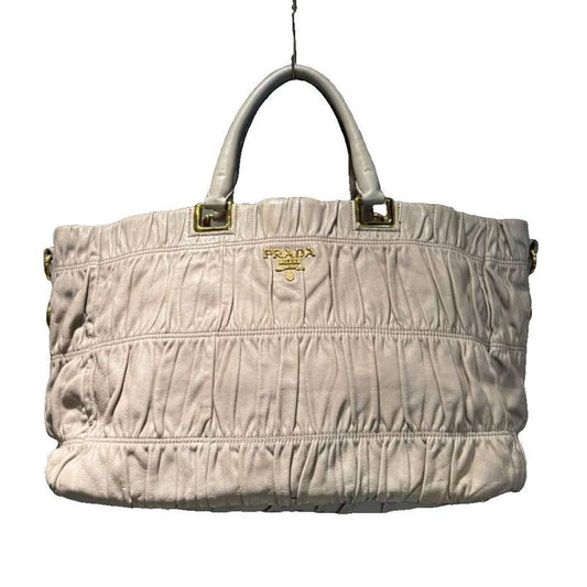 Prada Handbag Shoulder 2WAY Snap Button Closure Beige