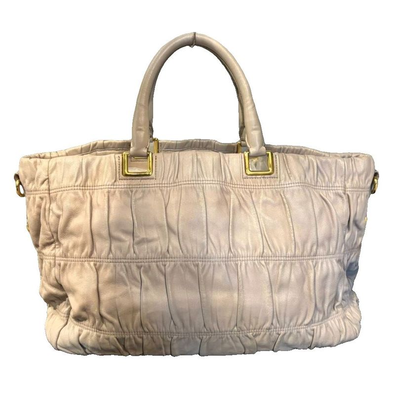 Prada Handbag Shoulder 2WAY Snap Button Closure Beige