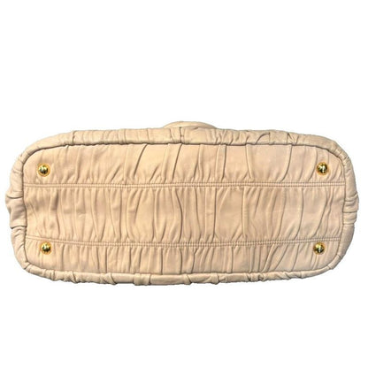 Prada Handbag Shoulder 2WAY Snap Button Closure Beige