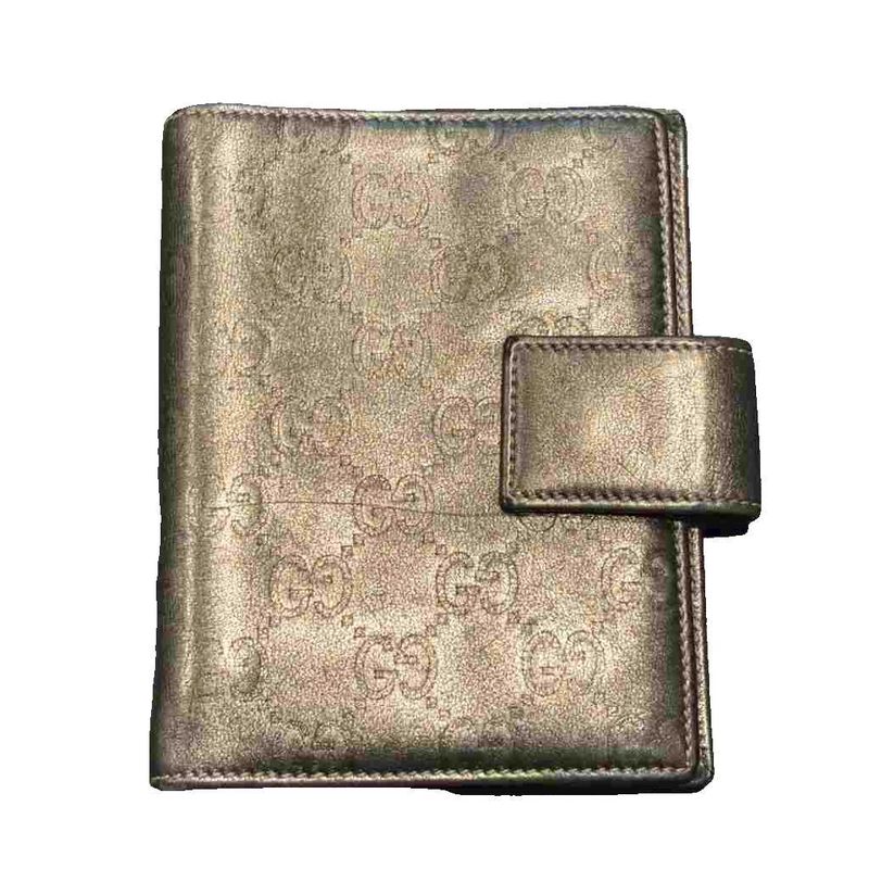 Gucci Notebook Case Bifold GG Pattern All Over Pattern 6 Holes Gold Color