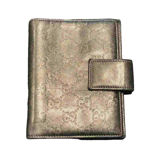 Gucci Notebook Case Bifold GG Pattern All Over Pattern 6 Holes Gold Color