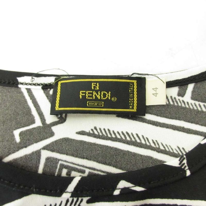 Fendi Zucca Pattern All Over Pattern T-shirt Cut And Sew FF Black 44 Approx M