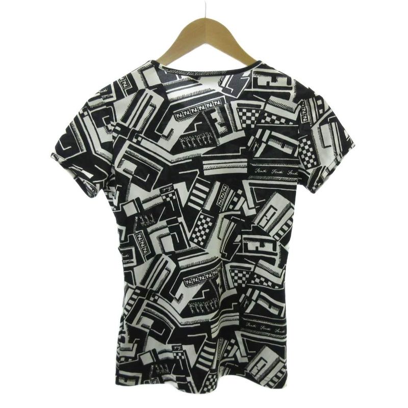 Fendi Zucca Pattern All Over Pattern T-shirt Cut And Sew FF Black 44 Approx M