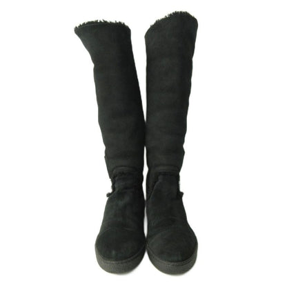 Chanel Long Boots Coco Mark Cles Sole Mouton 37 24.0cm (9.45in) Black 1227