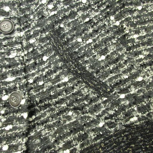Chanel Vintage Tweed Coat Jacket Coco Mark Button Double Breasted Black 40