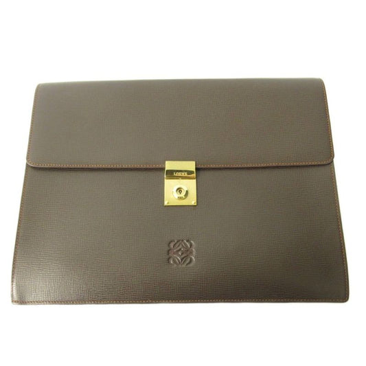 Loewe Clutch Bag Second Bag Logo Leather Brown 1227