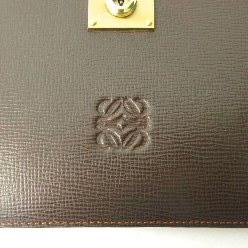 Loewe Clutch Bag Second Bag Logo Leather Brown 1227