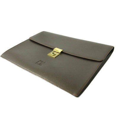 Loewe Clutch Bag Second Bag Logo Leather Brown 1227