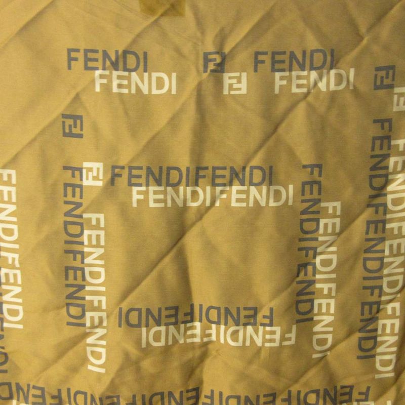 Fendi Silk Logo Scarf FF Brown