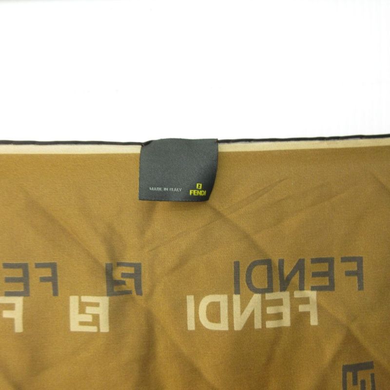 Fendi Silk Logo Scarf FF Brown