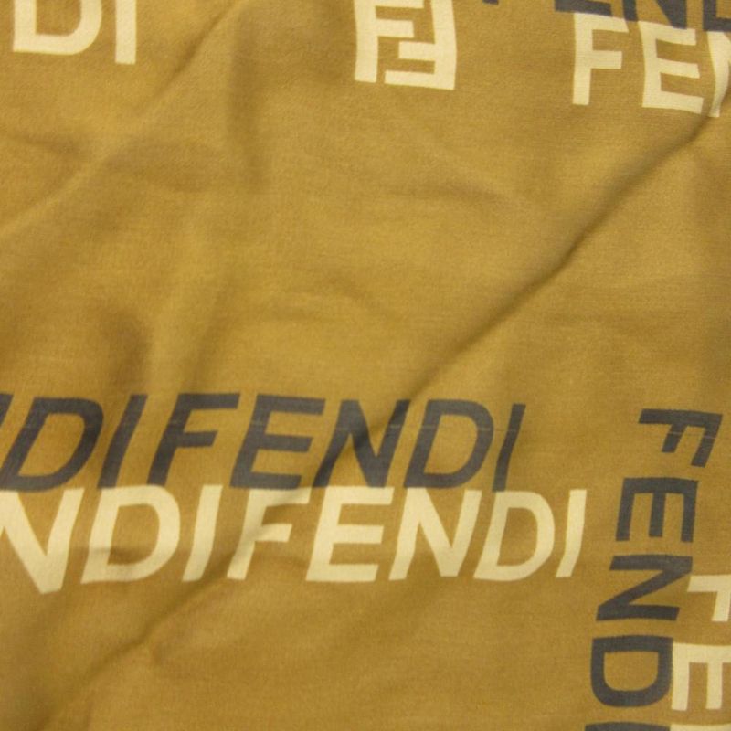 Fendi Silk Logo Scarf FF Brown