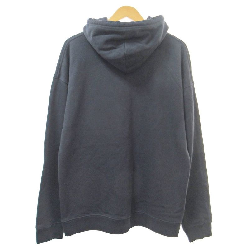 Loewe Anagram Parka Pullover Hoodie Leather Logo Patch M Navy 1230 • MNK4