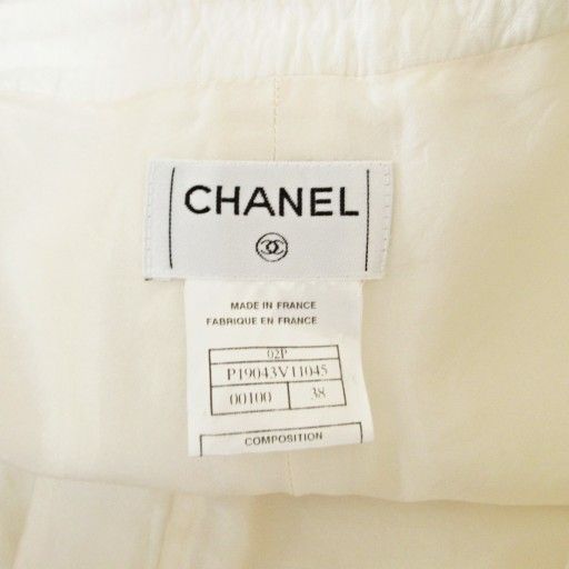 Chanel Slacks Pants Embossed 38 Ivory Off-white White 1230 • MNK4