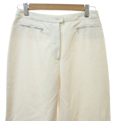 Chanel Slacks Pants Embossed 38 Ivory Off-white White 1230 • MNK4