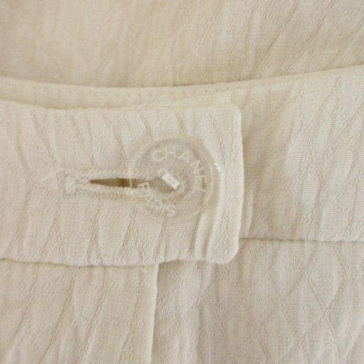 Chanel Slacks Pants Embossed 38 Ivory Off-white White 1230 • MNK4