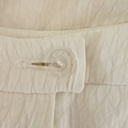 Chanel Slacks Pants Embossed 38 Ivory Off-white White 1230 • MNK4