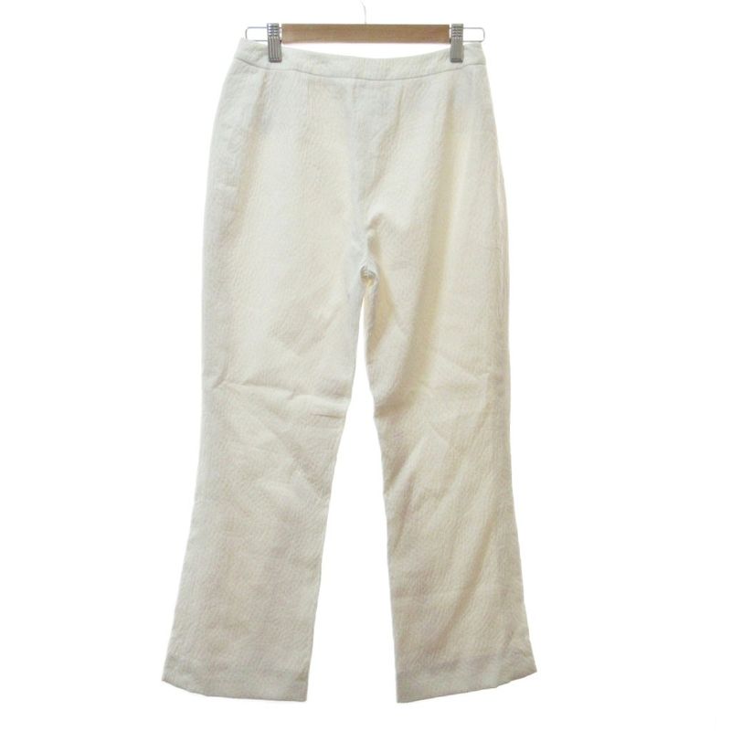 Chanel Slacks Pants Embossed 38 Ivory Off-white White 1230 • MNK4