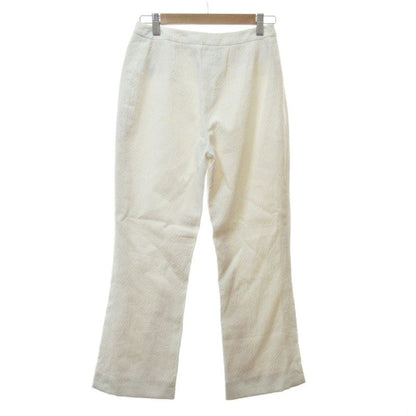 Chanel Slacks Pants Embossed 38 Ivory Off-white White 1230 • MNK4