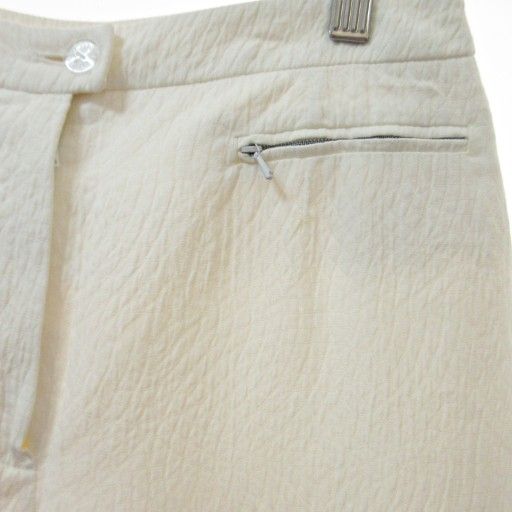 Chanel Slacks Pants Embossed 38 Ivory Off-white White 1230 • MNK4