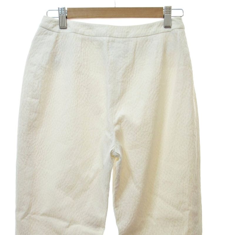 Chanel Slacks Pants Embossed 38 Ivory Off-white White 1230 • MNK4