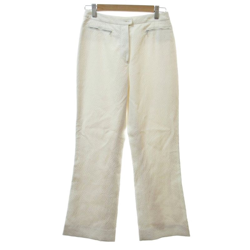 Chanel Slacks Pants Embossed 38 Ivory Off-white White 1230 • MNK4