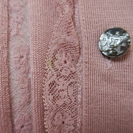 Louis Vuitton Cashmere Knit Cardigan Half Sleeve Lace S Pink 1230 • MNK4