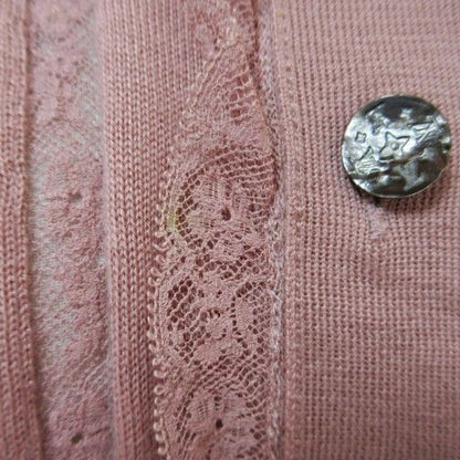 Louis Vuitton Cashmere Knit Cardigan Half Sleeve Lace S Pink 1230 • MNK4