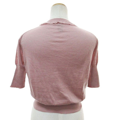 Louis Vuitton Cashmere Knit Cardigan Half Sleeve Lace S Pink 1230 • MNK4