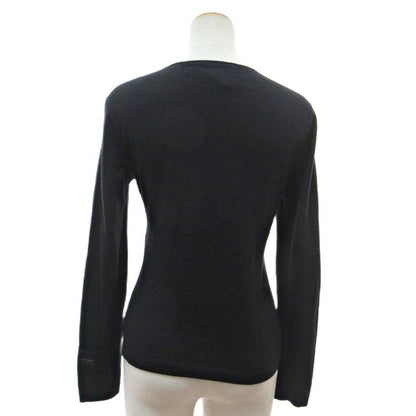 Chanel Cashmere Knit Cut And Sew Sweater Long Sleeve Logo Patch 38 Black 1230 •