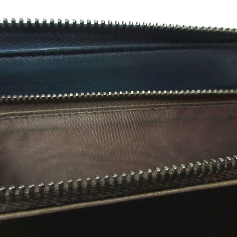 Bottega Veneta Intrecciato Round Zipper Long Wallet Long Wallet Leather Green