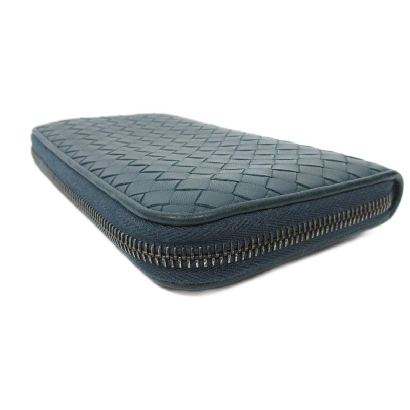 Bottega Veneta Intrecciato Round Zipper Long Wallet Long Wallet Leather Green