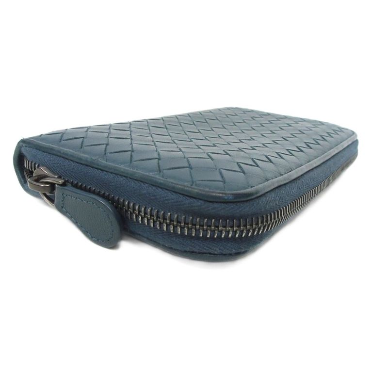 Bottega Veneta Intrecciato Round Zipper Long Wallet Long Wallet Leather Green