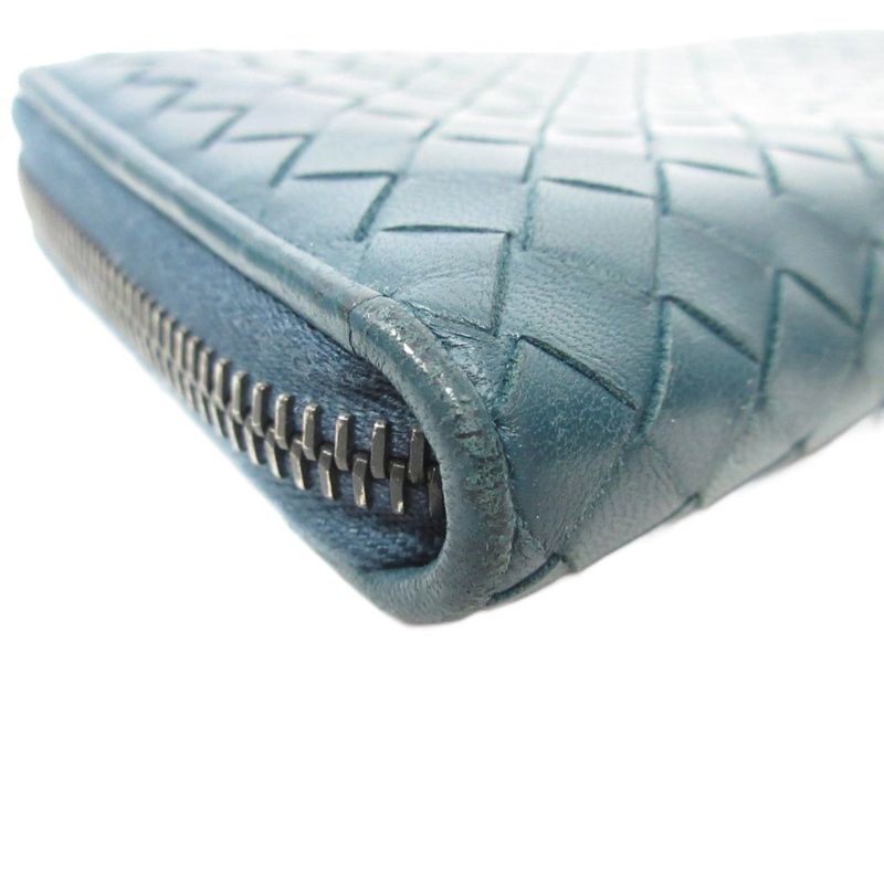 Bottega Veneta Intrecciato Round Zipper Long Wallet Long Wallet Leather Green