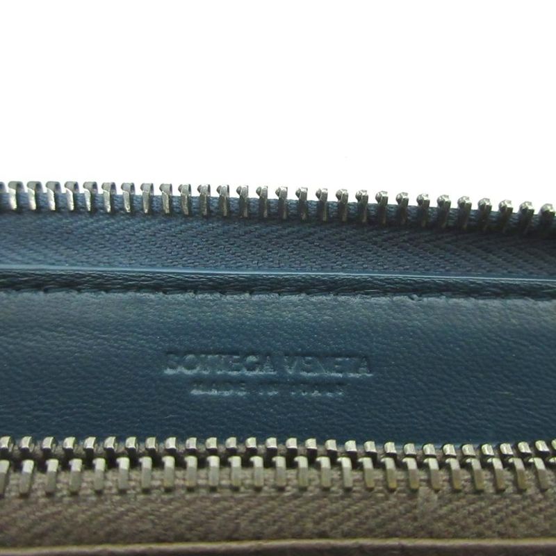 Bottega Veneta Intrecciato Round Zipper Long Wallet Long Wallet Leather Green