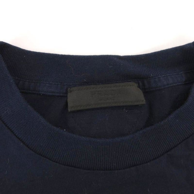 Prada T-shirt Short Sleeve Triangle M Navy Blue JS • GY53