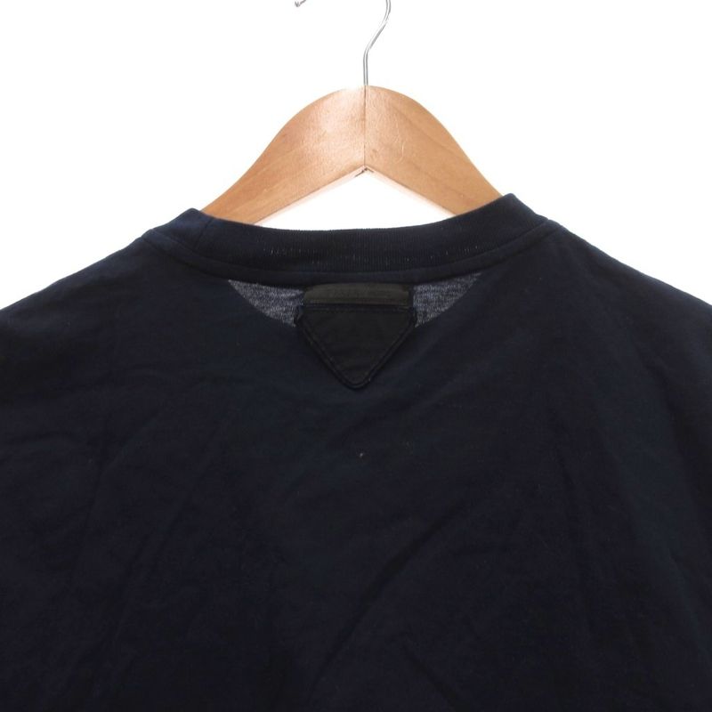 Prada T-shirt Short Sleeve Triangle M Navy Blue JS • GY53