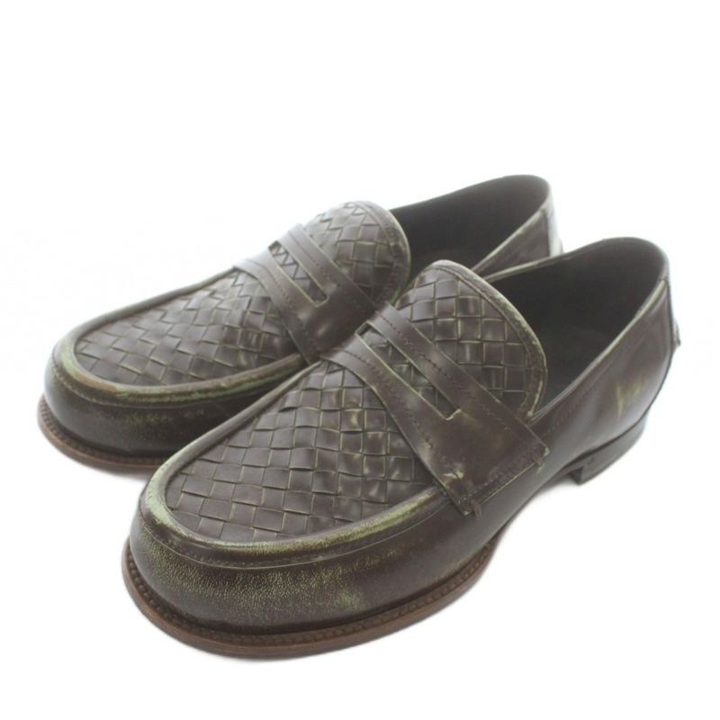 Bottega Veneta Coin Loafers Leather Intrecciato 40 25cm (9.84in) Brown XZ