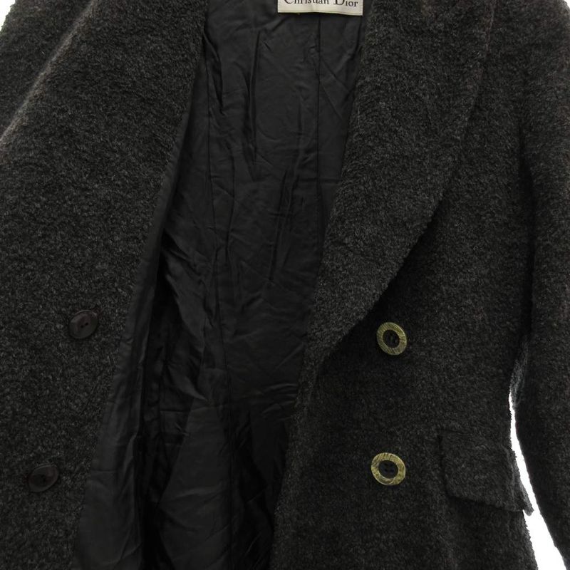 Christian Dior Double Breasted Long Coat Chester Cashmere Blend Alpaca Blend