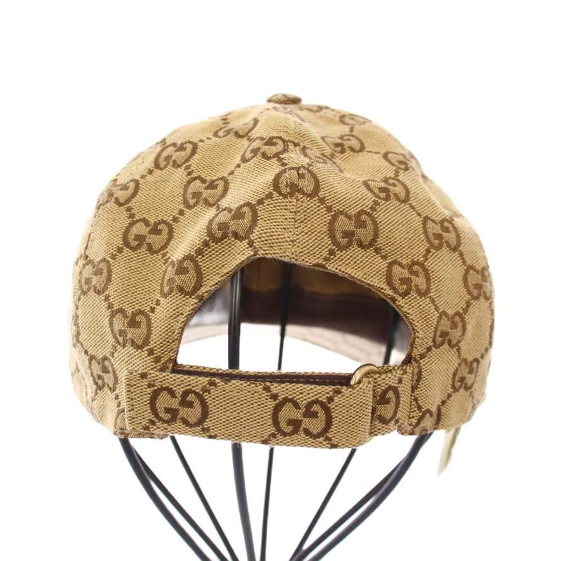 Gucci Hat Baseball Cap GG Canvas Leather Logo Patch All Over Pattern M 58cm